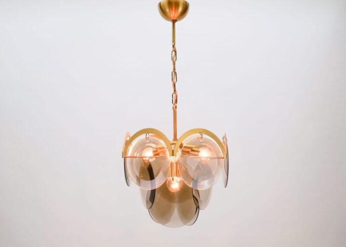 italian hanging lamp with smoked glass panes 1960s 2