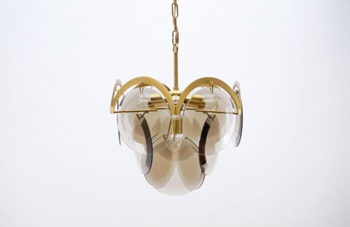 italian hanging lamp with smoked glass panes 1960s 3