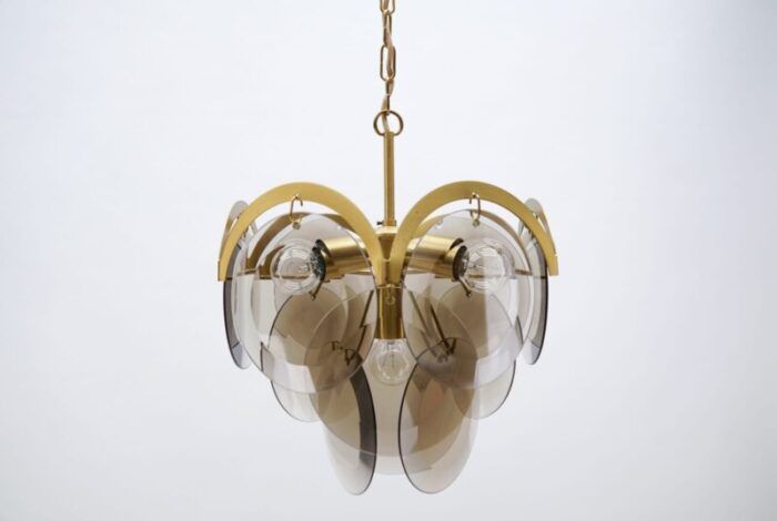 italian hanging lamp with smoked glass panes 1960s 5