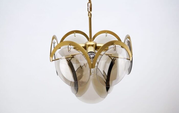 italian hanging lamp with smoked glass panes 1960s 7