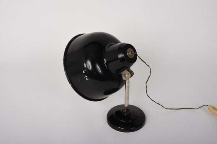 italian industrial black enameled metal adjustable desk lamp 1940s 4