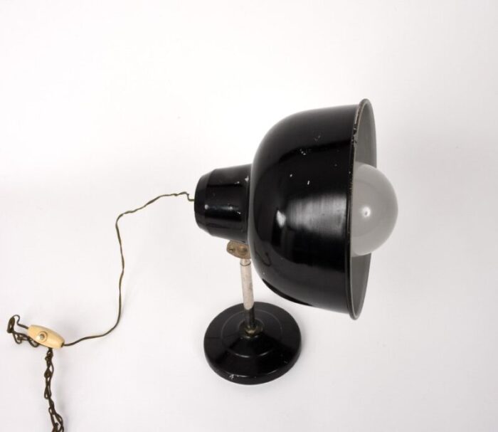 italian industrial black enameled metal adjustable desk lamp 1940s 8