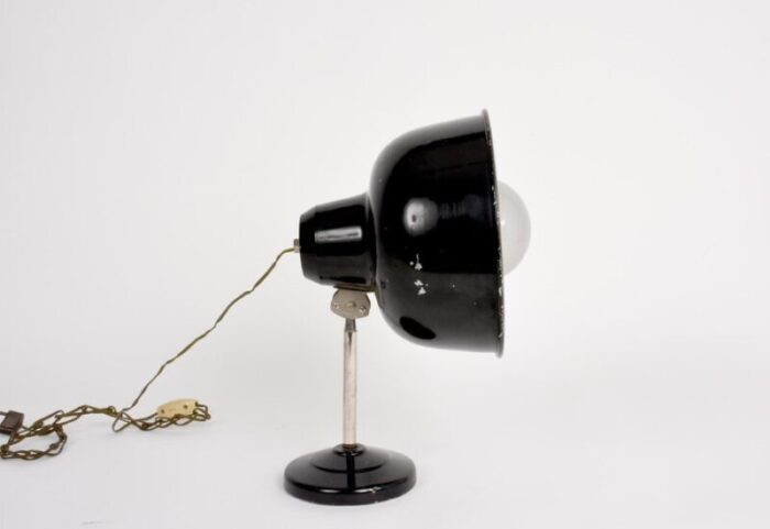 italian industrial black enameled metal adjustable desk lamp 1940s 9