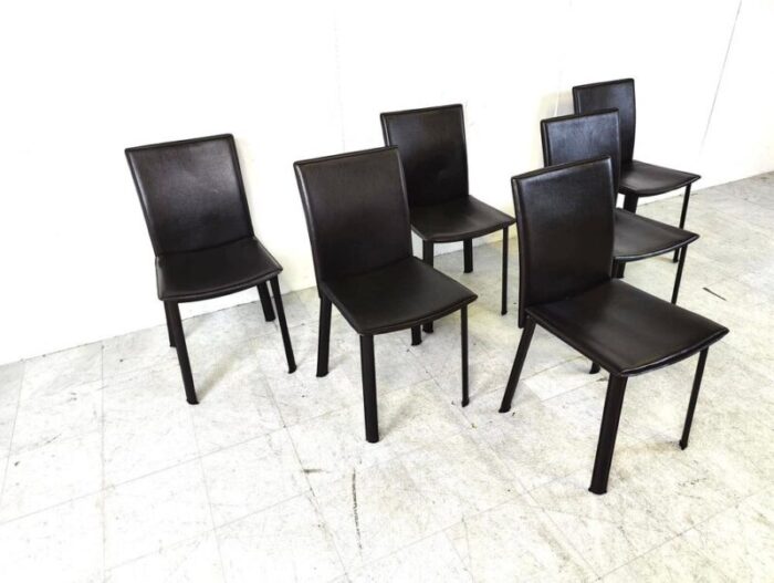 italian leather dining chairs 1980s set of 6 1759