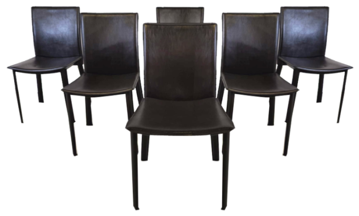 italian leather dining chairs 1980s set of 6 6504