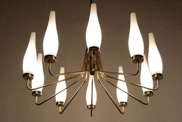 italian mid century modern ten light chandelier attributed to stilnovo 1950s 2