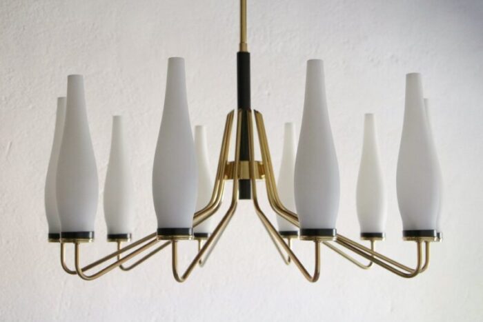 italian mid century modern ten light chandelier attributed to stilnovo 1950s 3