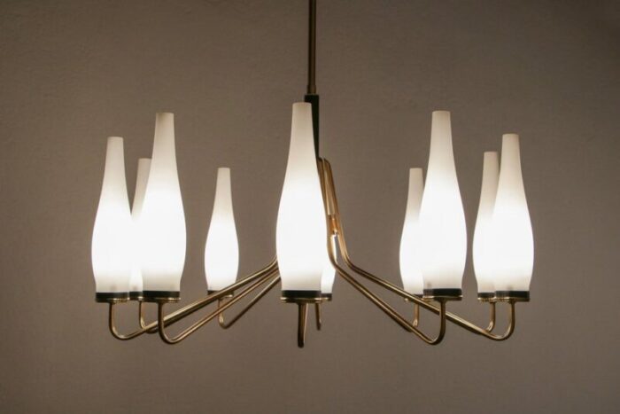 italian mid century modern ten light chandelier attributed to stilnovo 1950s 5