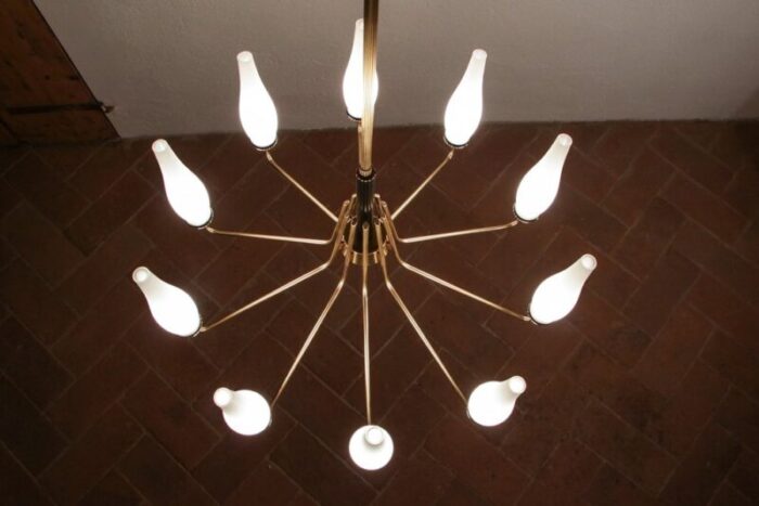 italian mid century modern ten light chandelier attributed to stilnovo 1950s 6