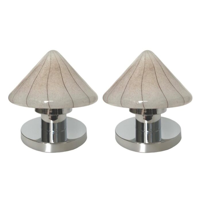 italian murano glass table lamps 1970s set of 2 10