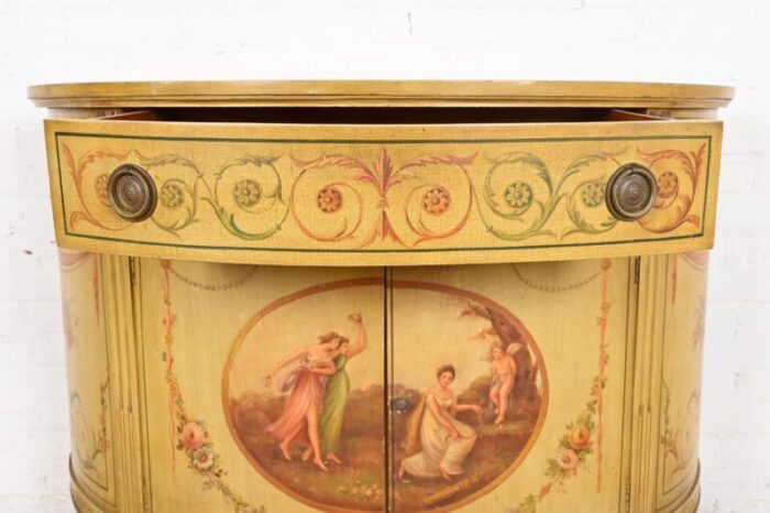 italian neoclassical hand painted demilune console or bar cabinet 2013