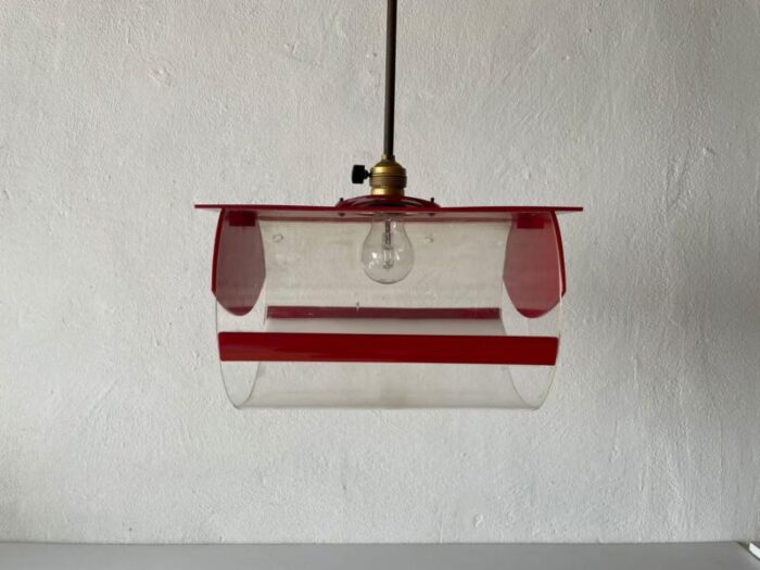 italian red plastic pendant lamp 1970s 1