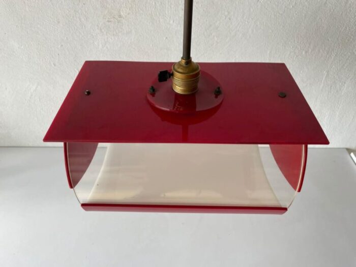 italian red plastic pendant lamp 1970s 2