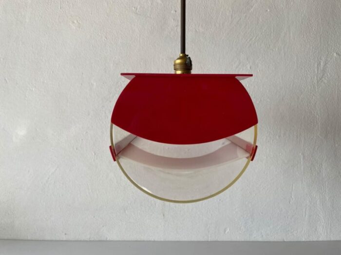 italian red plastic pendant lamp 1970s 4