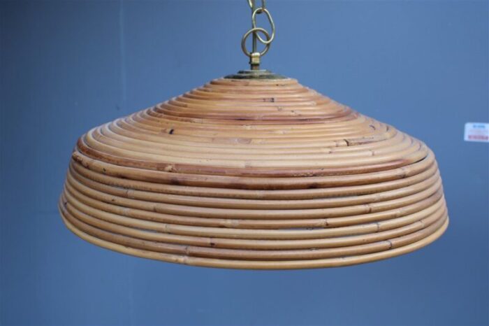 italian round bamboo chandelier 1950s 5