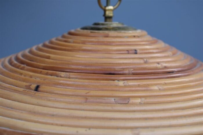 italian round bamboo chandelier 1950s 6