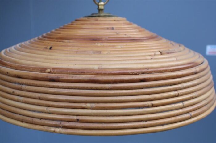 italian round bamboo chandelier 1950s 7