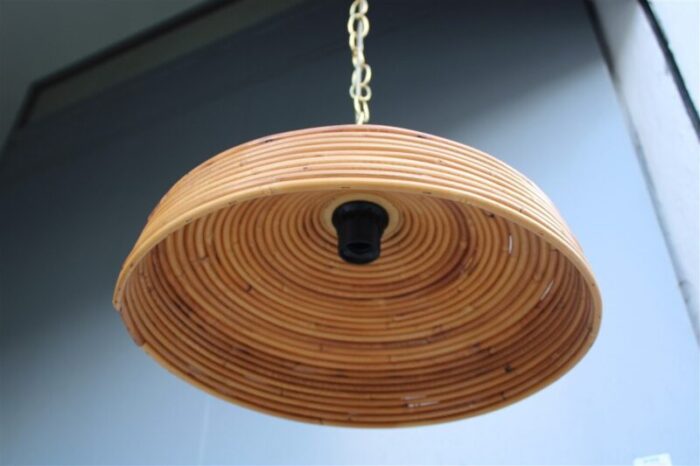 italian round bamboo chandelier 1950s 9