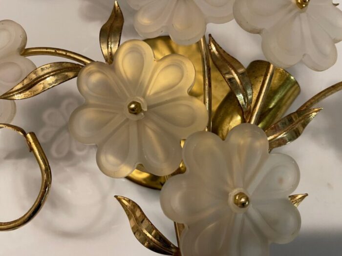 italian satinated glass flower wall lights set of 2 4