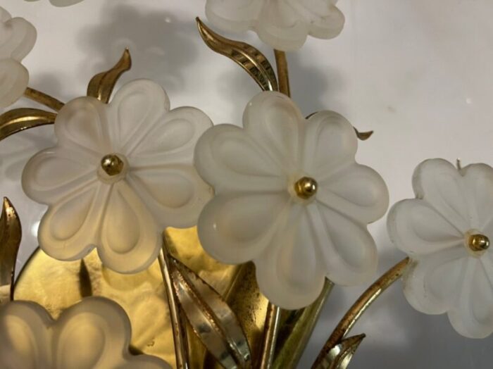 italian satinated glass flower wall lights set of 2 5