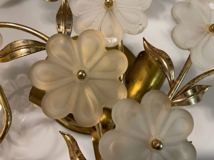 italian satinated glass flower wall lights set of 2 6