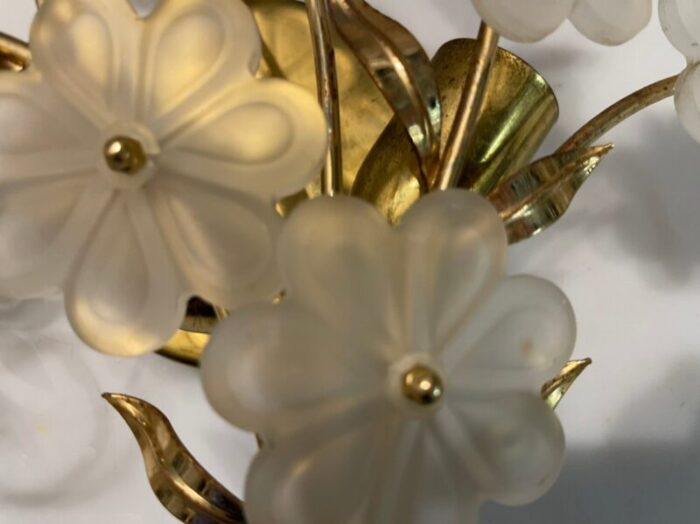 italian satinated glass flower wall lights set of 2 7