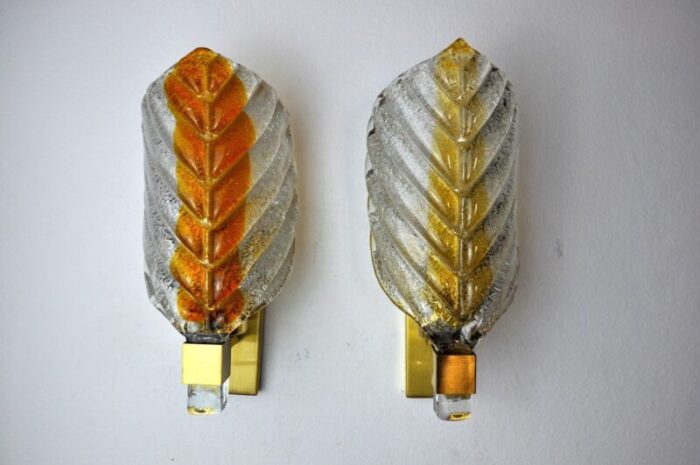 italian two tone murano wall lamps from mazzega 1970s set of 2 1