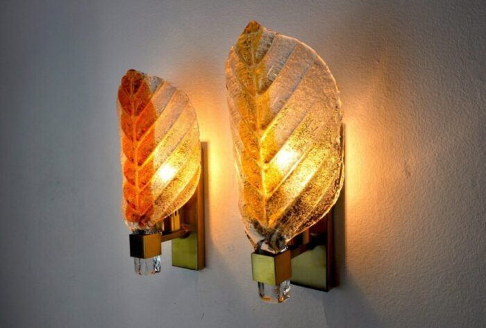 italian two tone murano wall lamps from mazzega 1970s set of 2 2