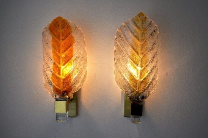 italian two tone murano wall lamps from mazzega 1970s set of 2 3