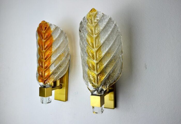 italian two tone murano wall lamps from mazzega 1970s set of 2 5