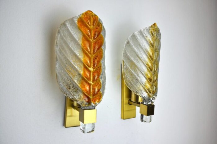 italian two tone murano wall lamps from mazzega 1970s set of 2 6