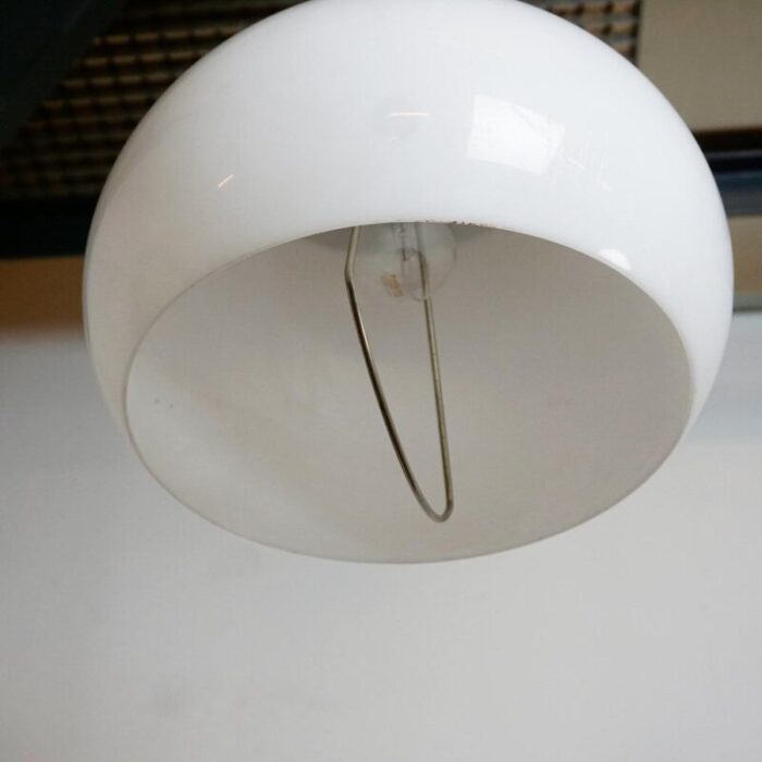 italian white acrylic aluminum hanging lamp from stilux milano 1960s 3