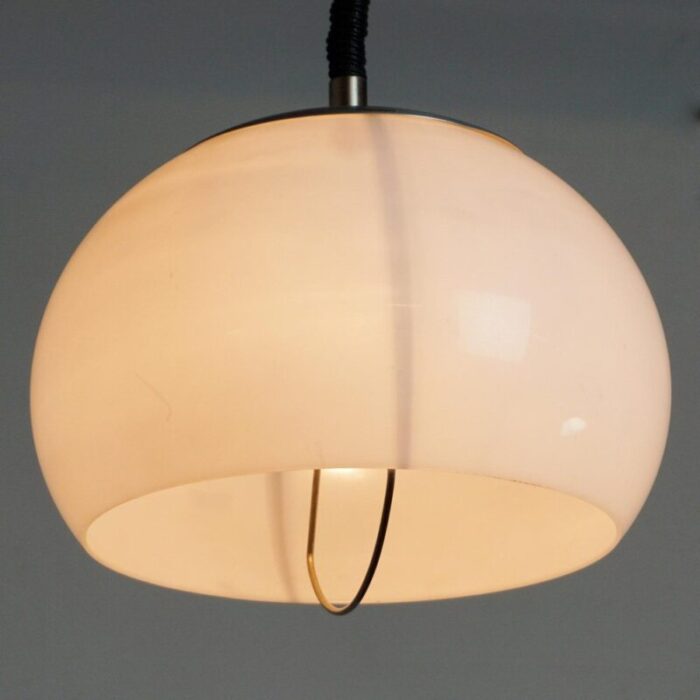 italian white acrylic aluminum hanging lamp from stilux milano 1960s 7