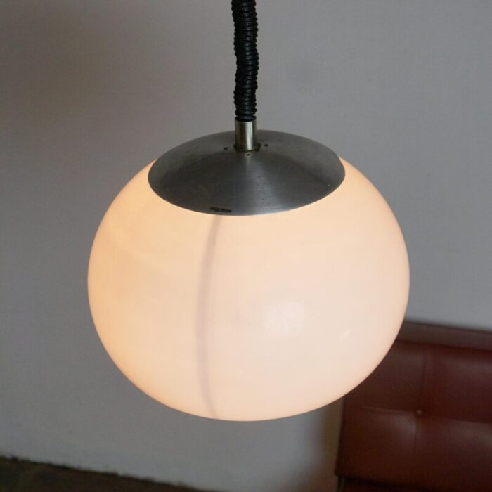 italian white acrylic aluminum hanging lamp from stilux milano 1960s 8