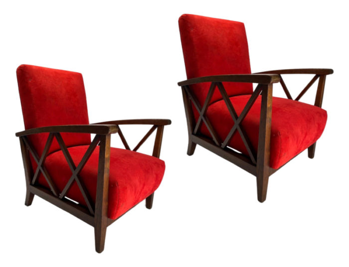 italian wooden armchairs by paolo buffa 1950s set of 2 4795