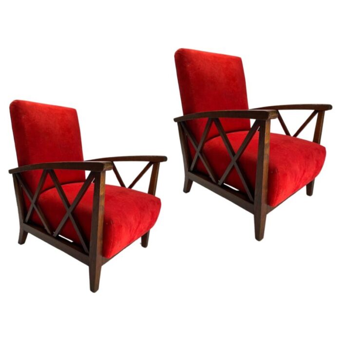 italian wooden armchairs by paolo buffa 1950s set of 2 7498