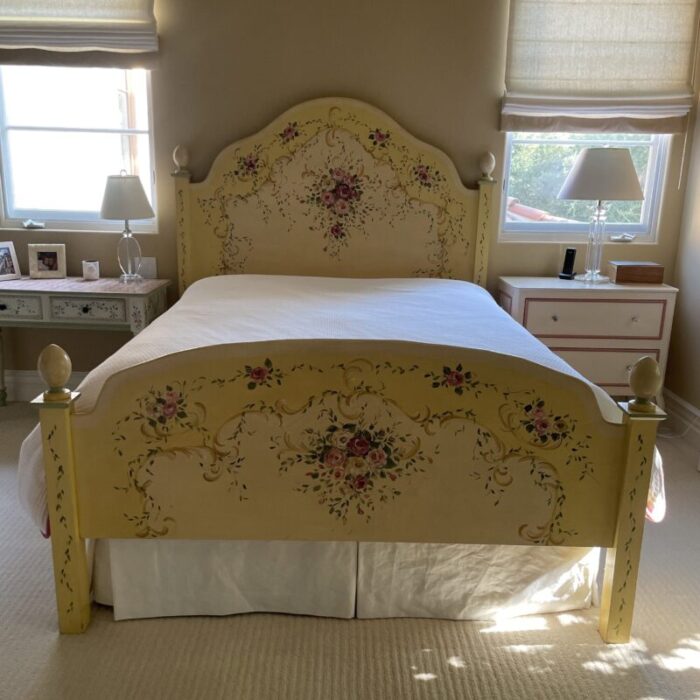 jane keltner custom painted queenbed headboard footboard and side rails 4782