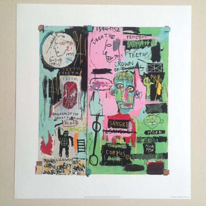 jean michel basquiat estate fine art lithograph pop art print in italian 1983 1688