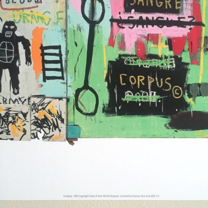 jean michel basquiat estate fine art lithograph pop art print in italian 1983 9884