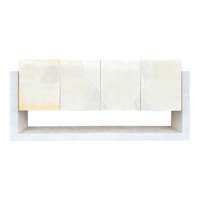 karl springer lacquered goatskin lucite floating sideboard 9683