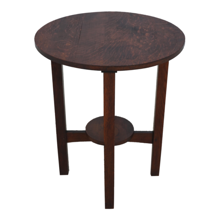 landjg stickley antique round mission oak lamp table 2208