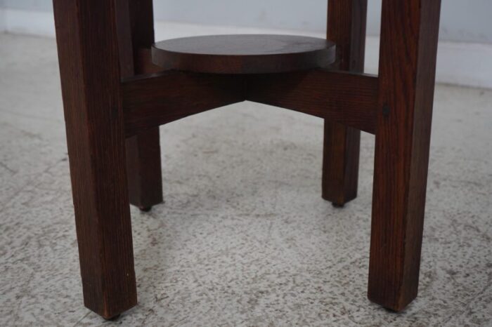 landjg stickley antique round mission oak lamp table 5778