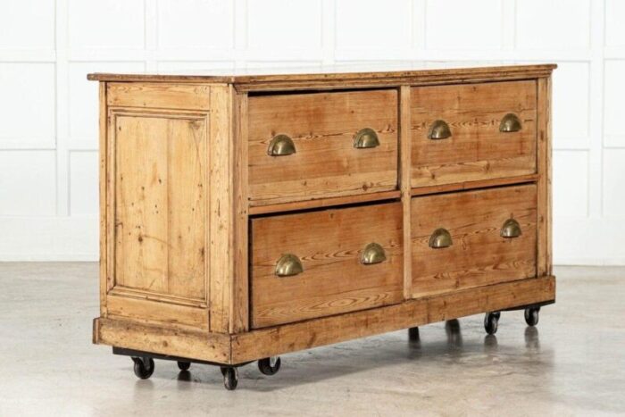 large 19th century english pine counter drawers 1870s 9539