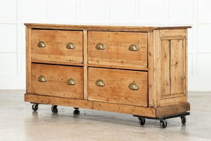 large 19th century english pine counter drawers 1870s 9770