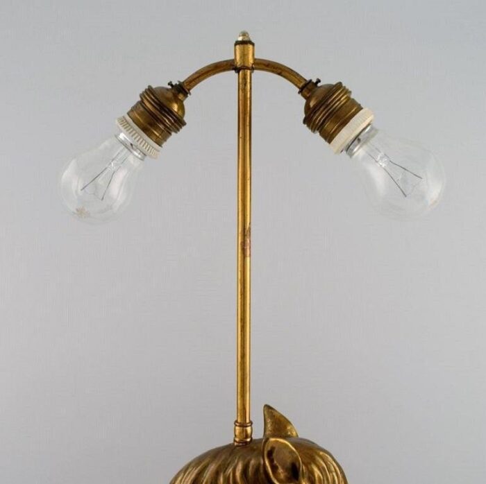 large 20th century brass horse head table lamp from la maison charles france 5