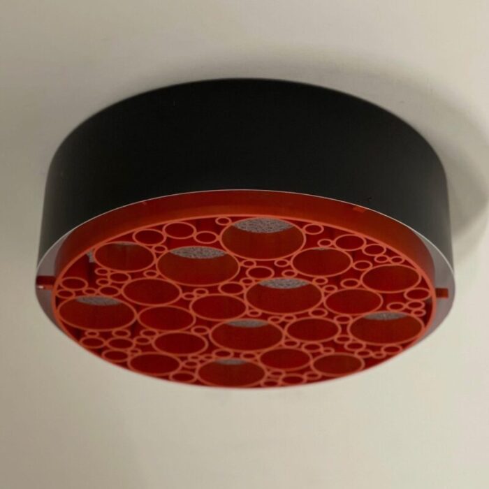 large alliance ceiling lamp with orange rings from raak 1970s 8