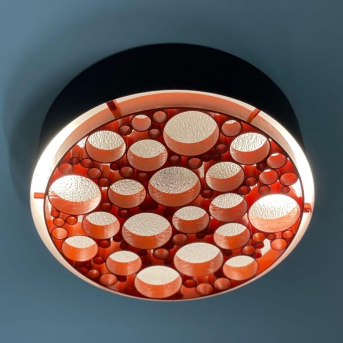 large alliance ceiling lamp with orange rings from raak 1970s 9