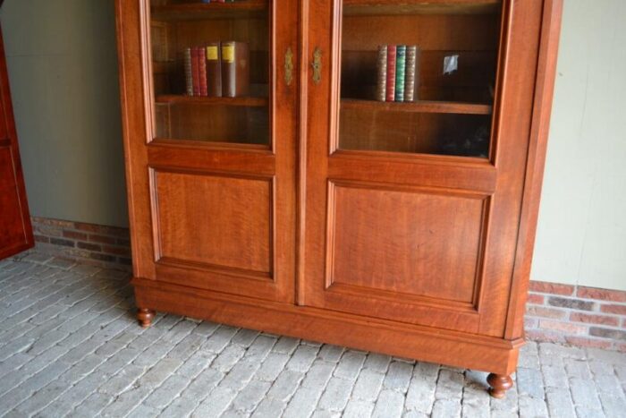 large antique walnut bookcase 0443