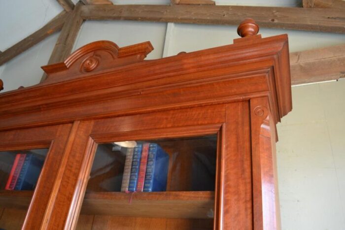 large antique walnut bookcase 4445