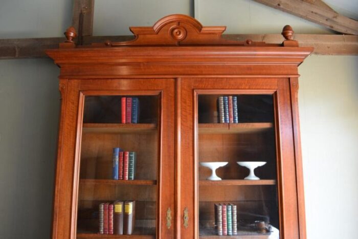 large antique walnut bookcase 9130